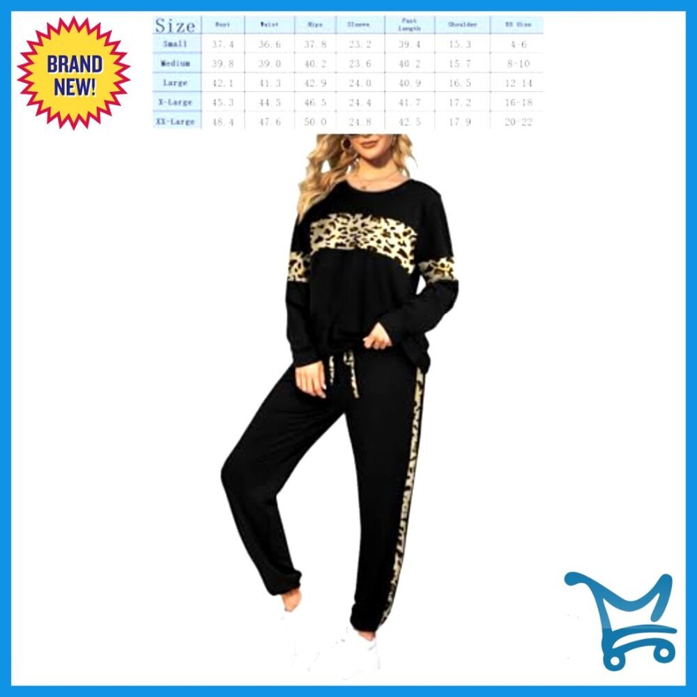 Leopard Print Sweatsuit Set Casual Lounge Wear Y2K Chic Tracksuit with Pockets - Picture 7 of 7
